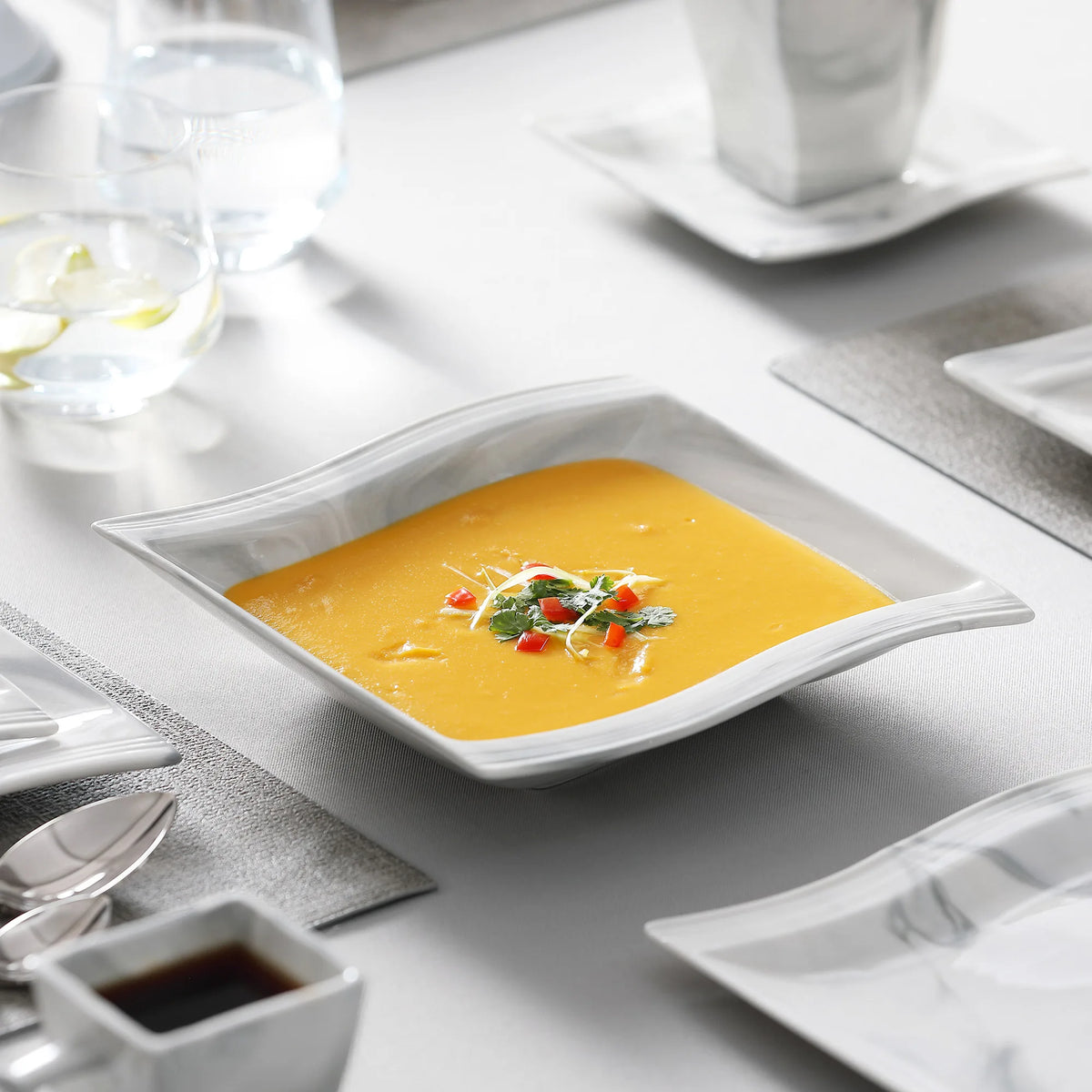 Malacasa Luxury Marble Finish Porcelain Dinnerware Set