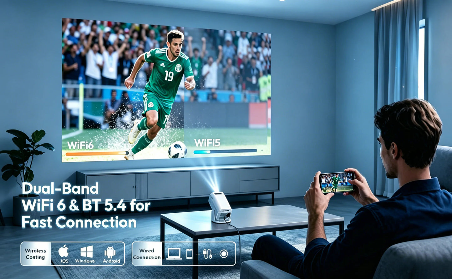 XGODY 4K LED Projector 12000 Lumens Wireless Home Theater Entertainment