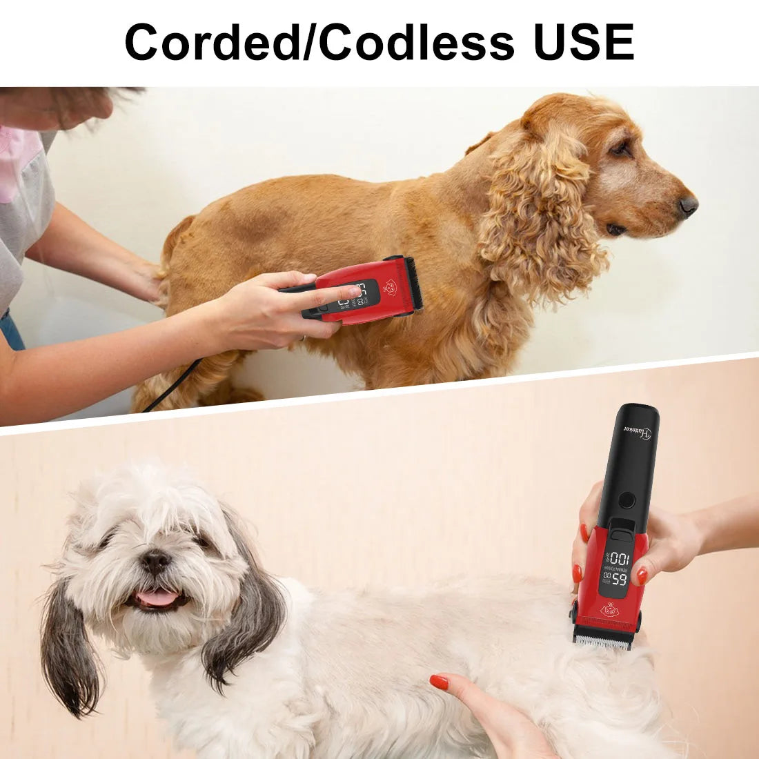 HATTEKER Electric Pet Hair Clipper Dogs And Cats Grooming Rechargeable