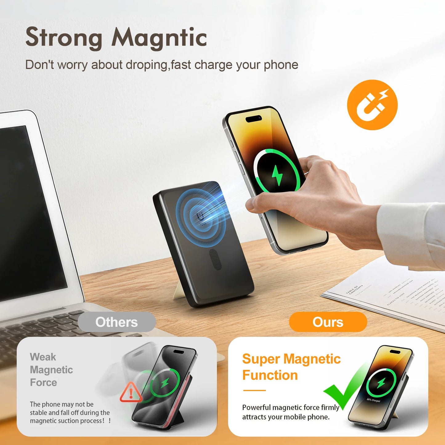Magnetic Wireless Power Bank 10000mAh USB C Fast Charge