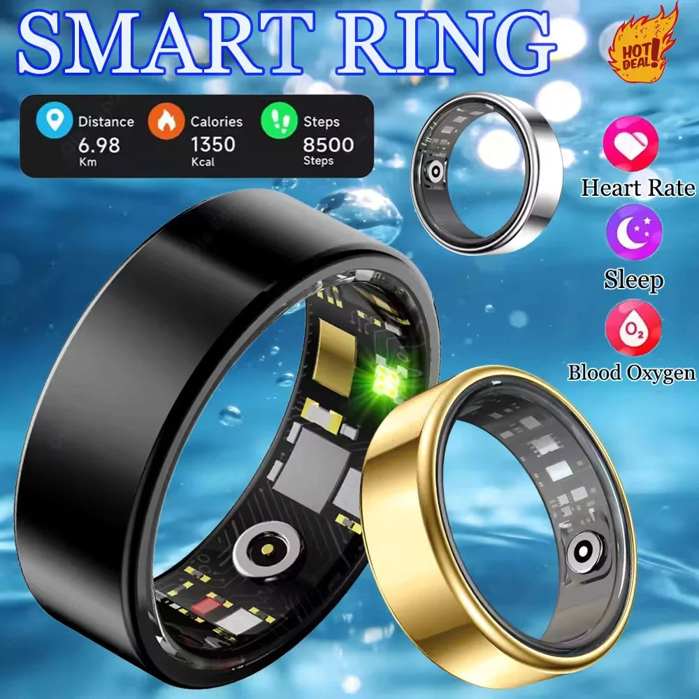 Smart Ring Bluetooth Call Heart Rate Blood Pressure Waterproof Monitor