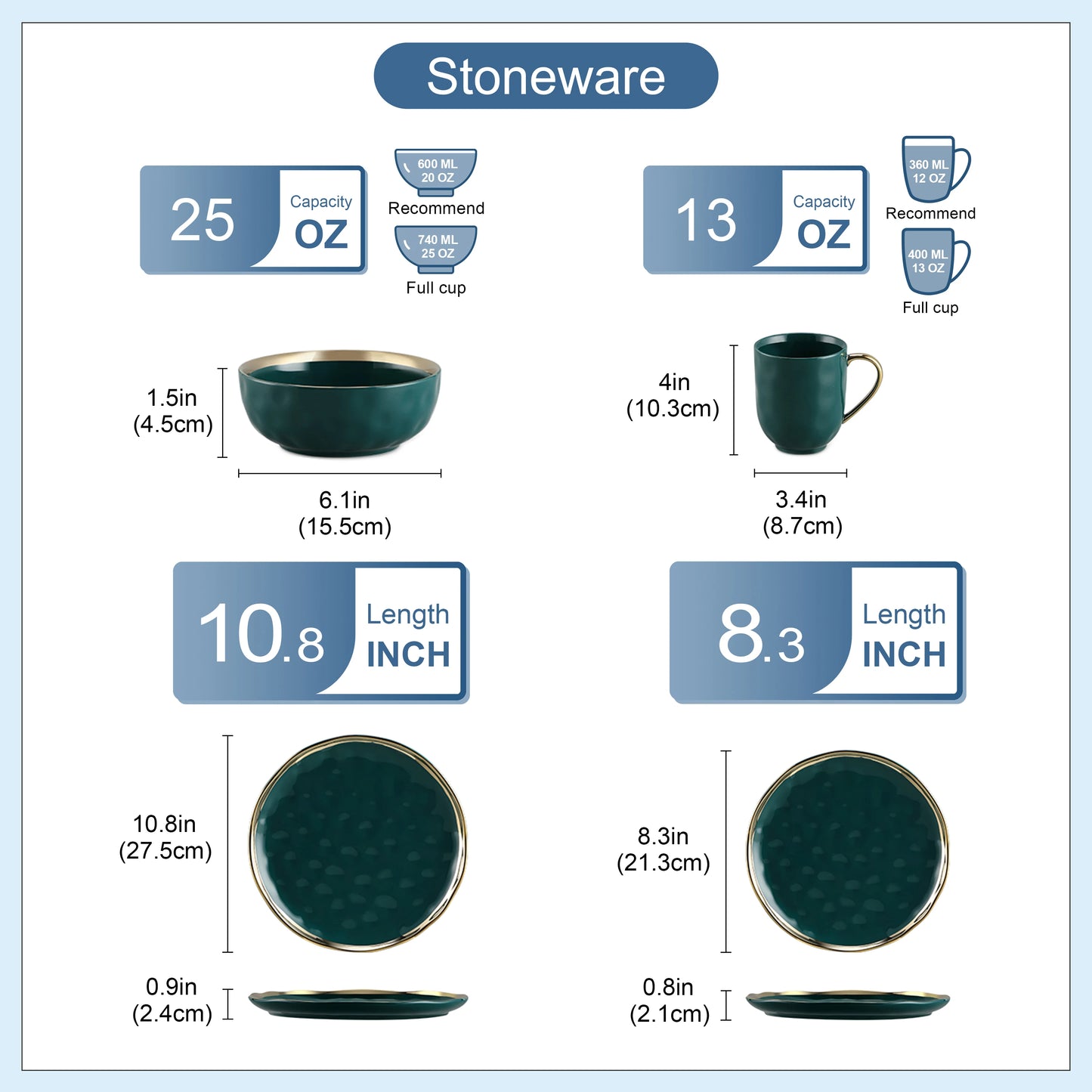 Malacasa Porcelain Dinnerware Set Gold Trim Casual Tableware