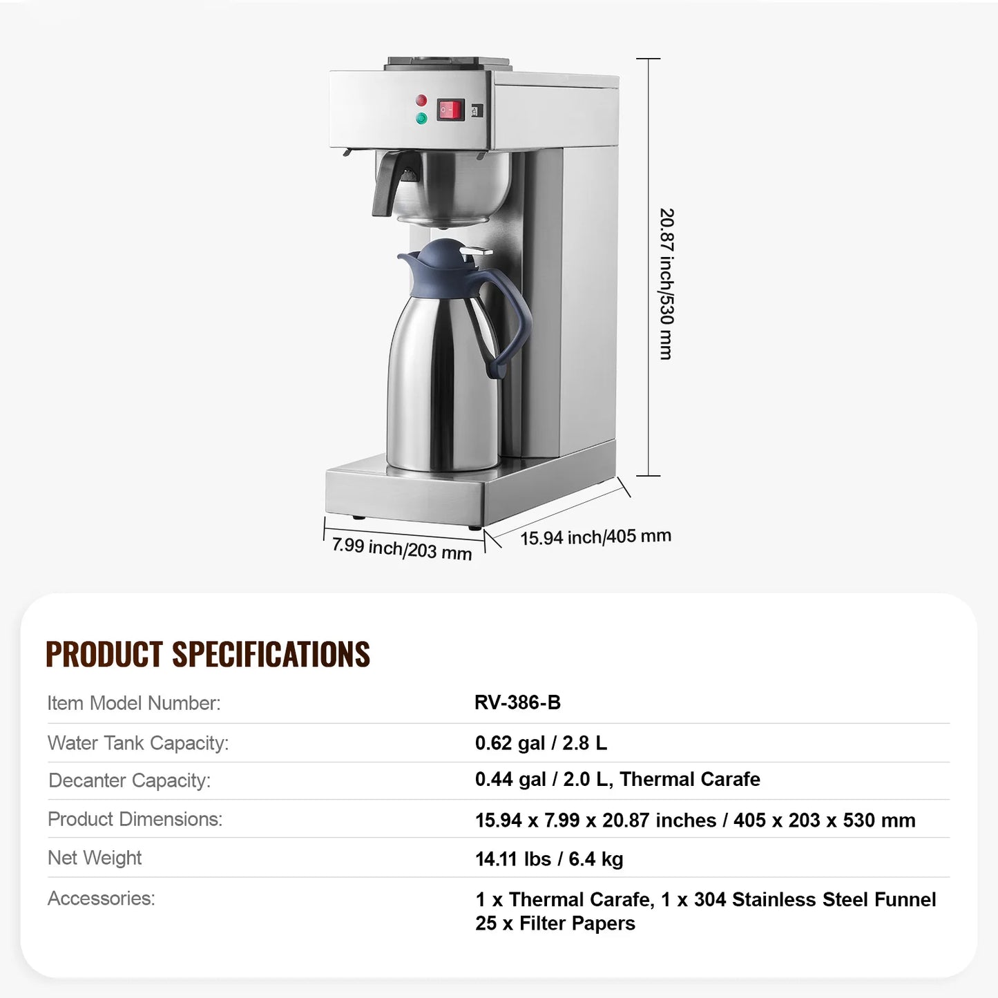 SucceBuy Stainless Steel Commercial Drip Coffee Maker Restaurant Office