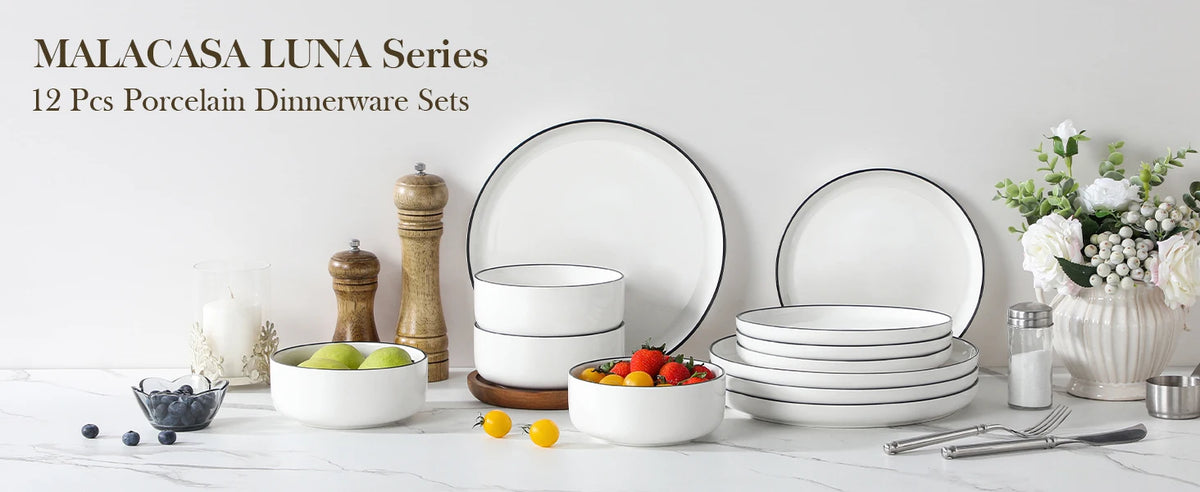 Malacasa Ceramic Dinnerware Set With Plates And Bowls