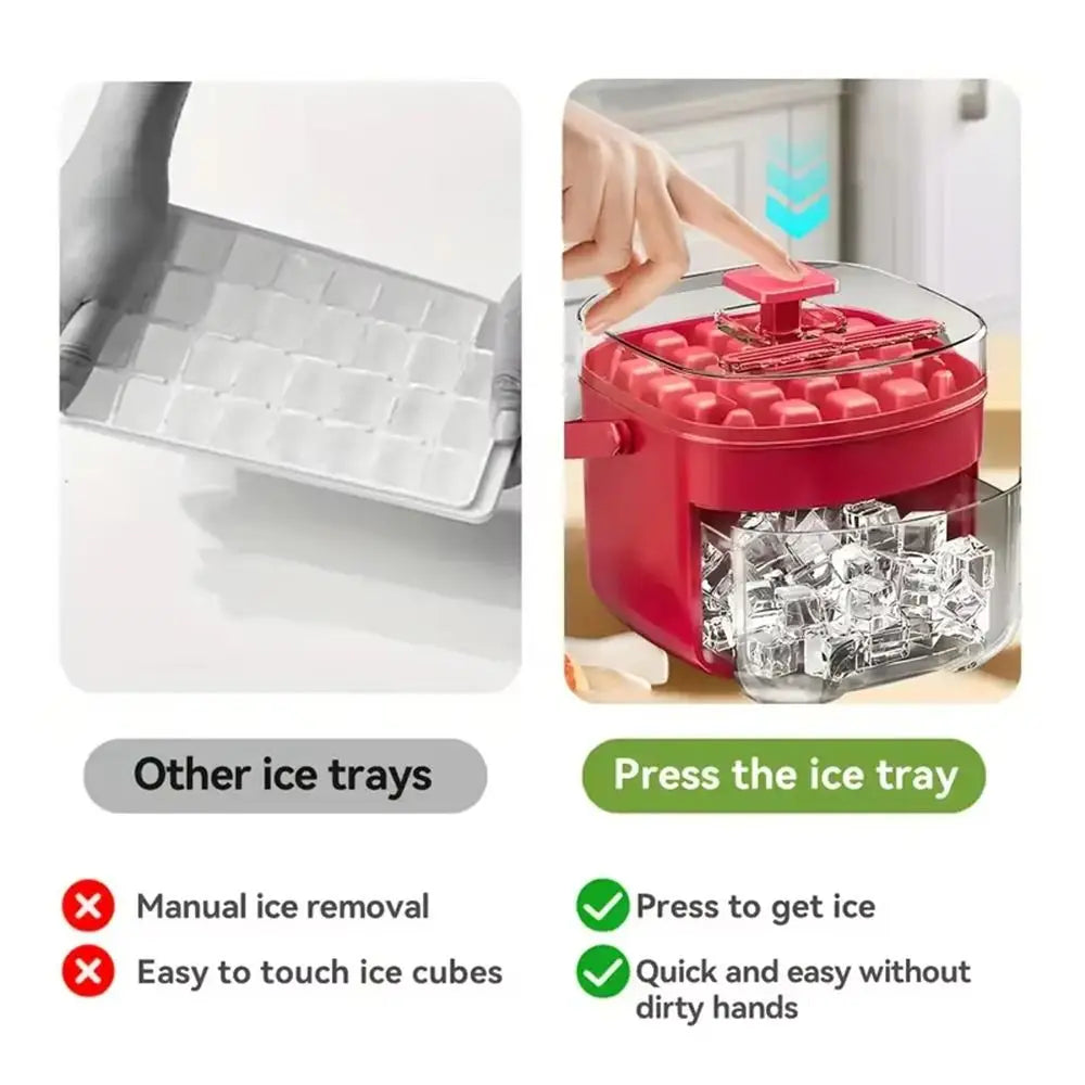 Ice Cube Maker With Easy Press Cap Double Layer Ice Box