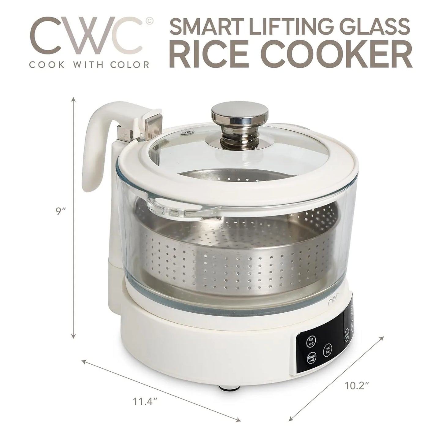Cook With Color Glass Mini Low Carb Rice Cooker With Durable Glass Lid