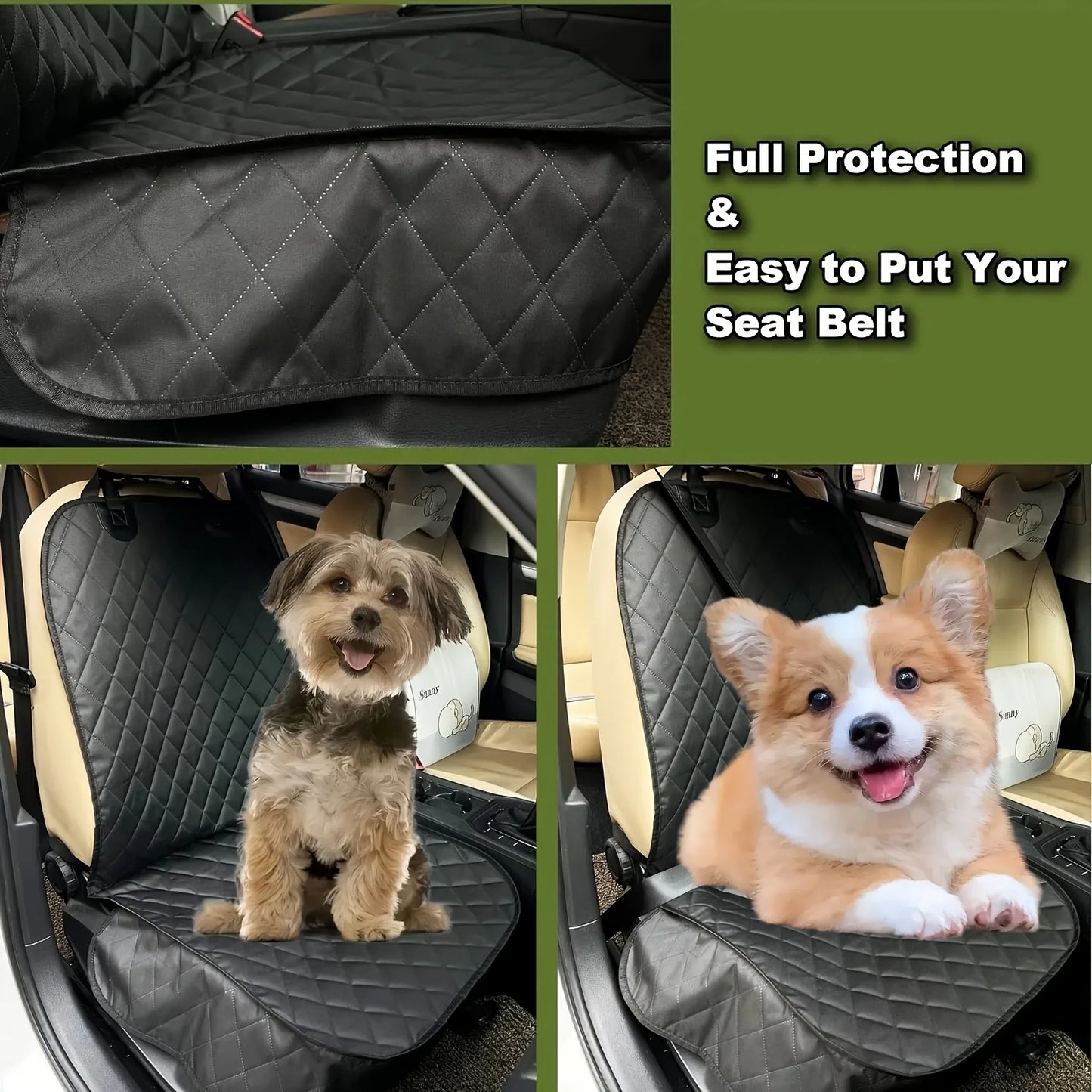 2 Pack Waterproof Diamond Quilted Car Booster Seat For Pets