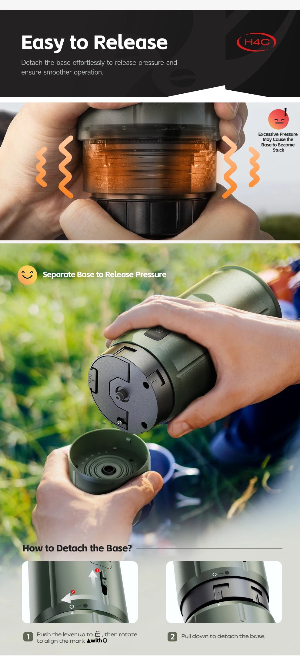 HiBREW H4C Portable Espresso Machine 3in1 Travel Coffee Maker 7500mAh Battery
