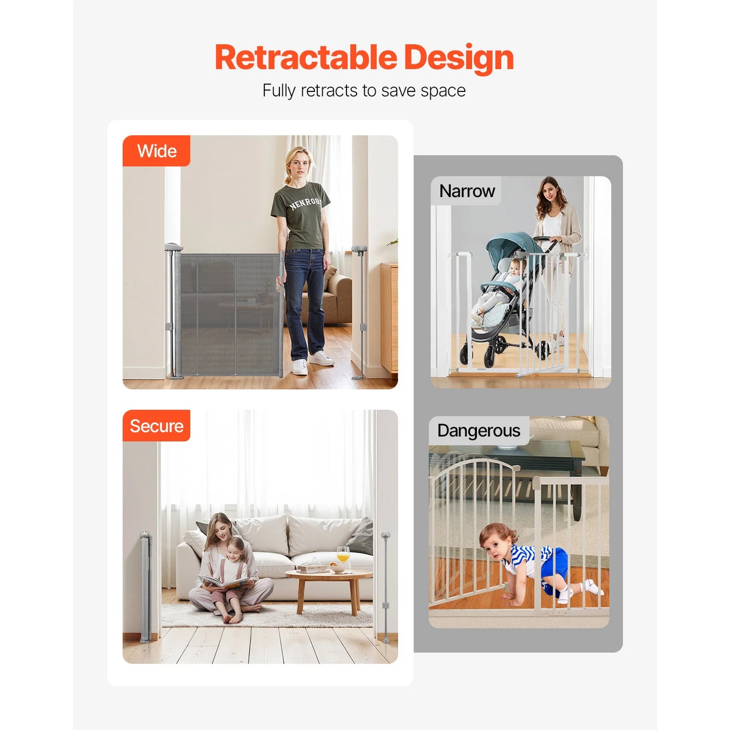 SucceBuy Retractable Baby Gate Mesh Barrier For Kids And Pets