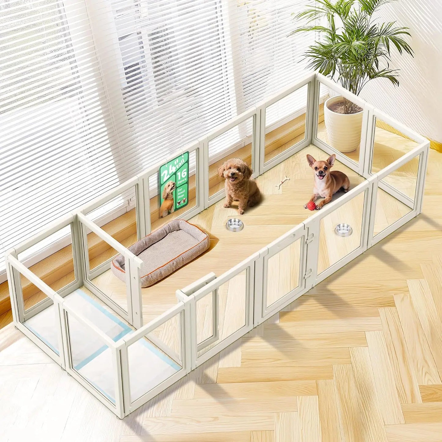 Heavy-Duty Acrylic Indoor Dog Playpen for Puppies and Small Dogs