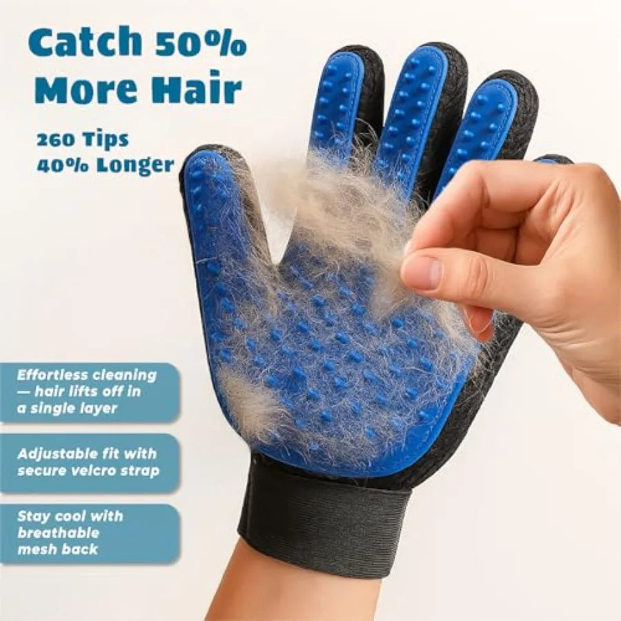 Professional Pet Grooming Gloves Deshedding Massager Mitt For Dogs Cats