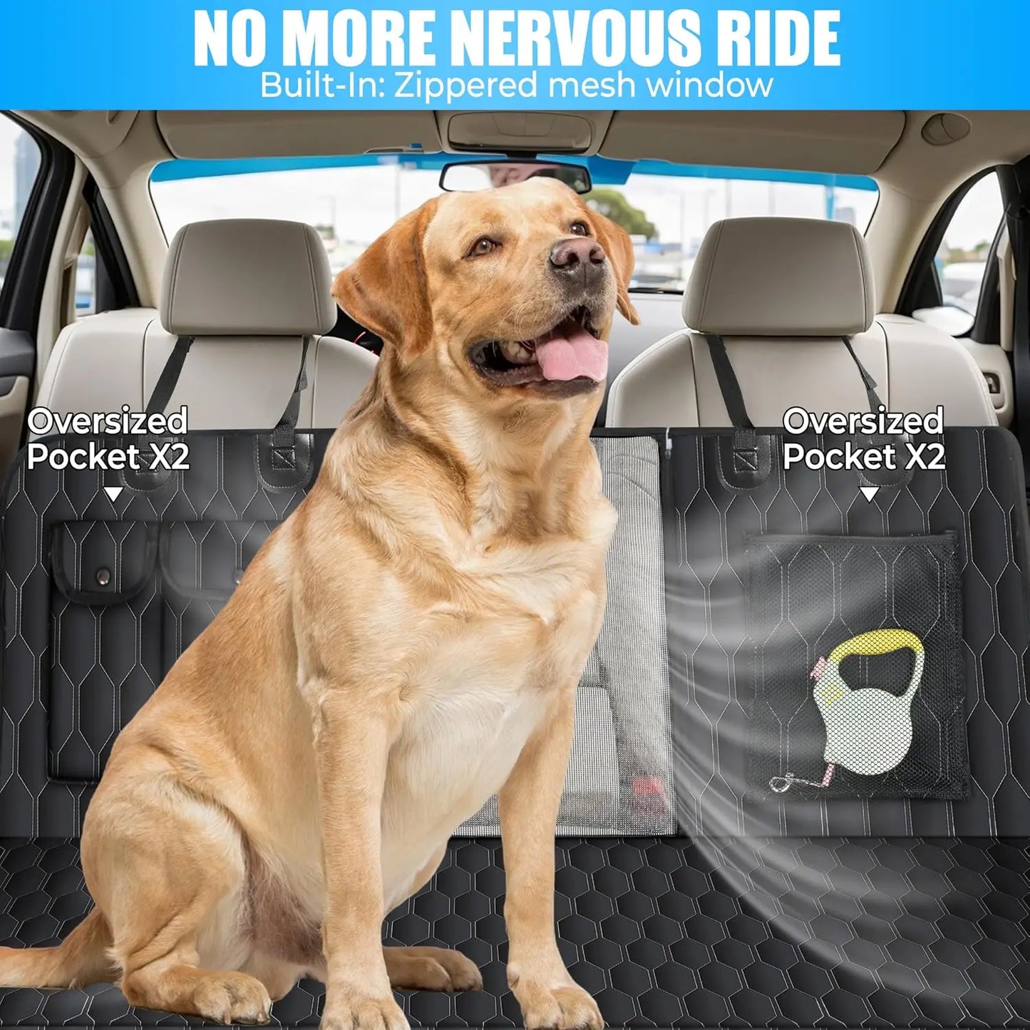 Hard Bottom Dog Car Seat Cover Waterproof Universal Fit