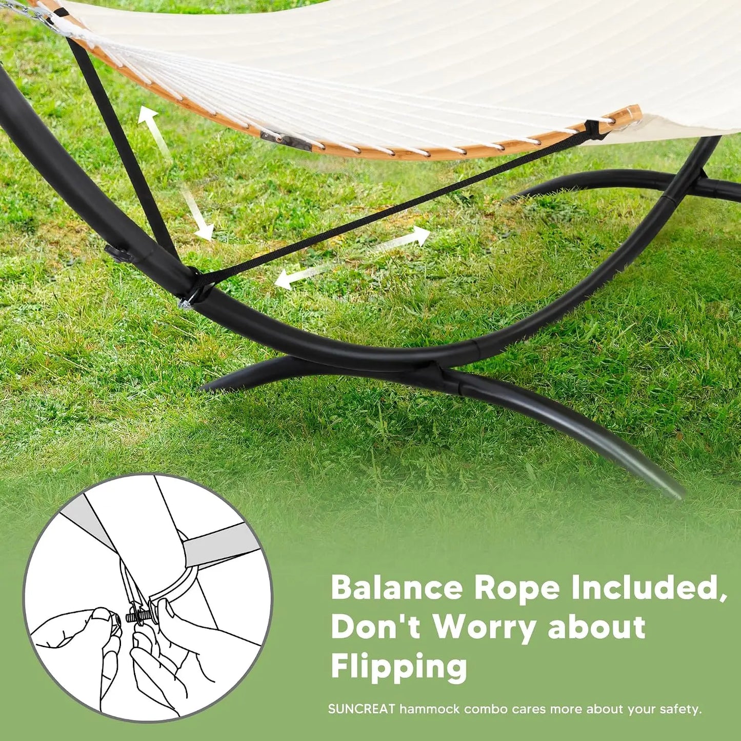 Outdoor Double Hammock With Stand Freestanding Frame 475 Lbs Capacity