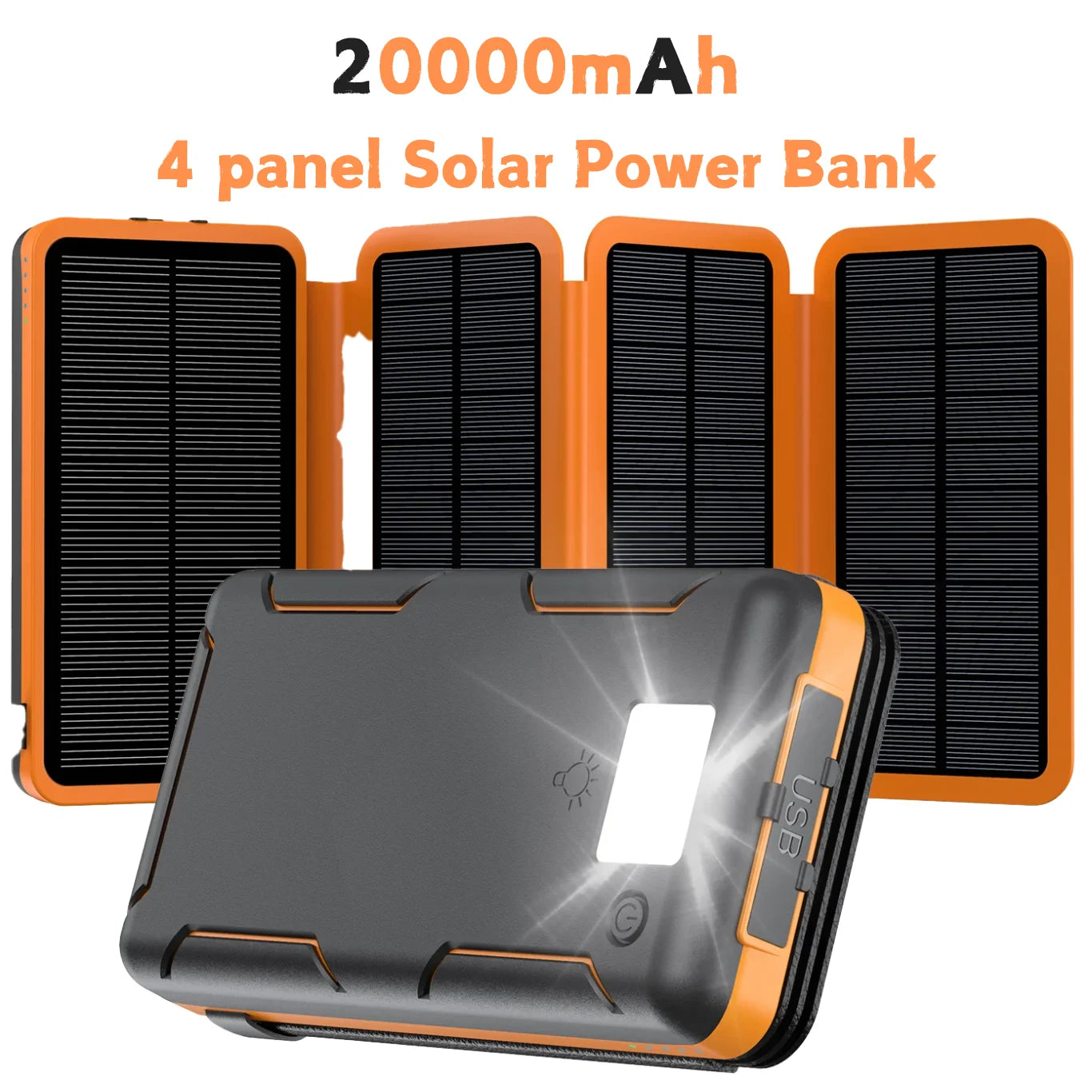 Rscrola 50000mAh Portable Solar Power Bank Fast Charging Battery Pack