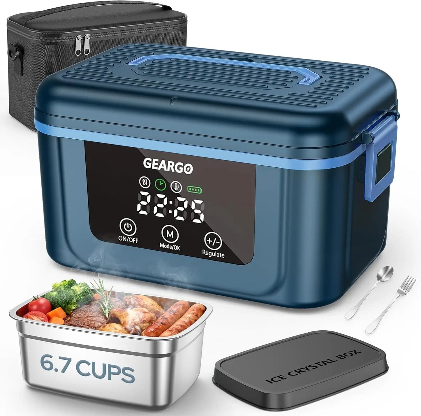 Cordless Electric Lunch Box Self Heating Portable 24 Hour Rechargeable