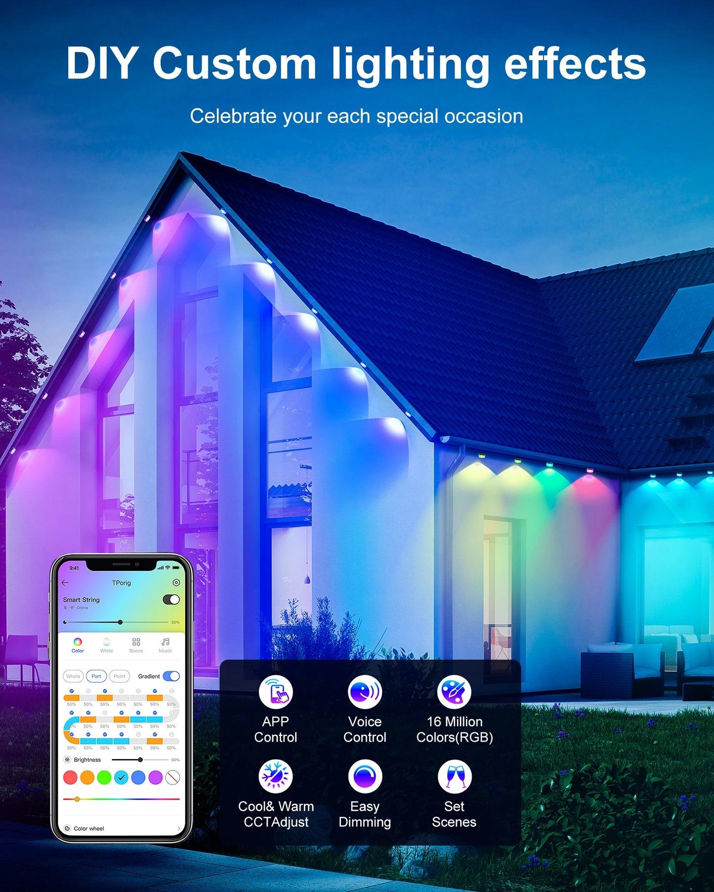 Aiopp RGBIC Outdoor Lights IP67 Waterproof With 60 90 LEDs