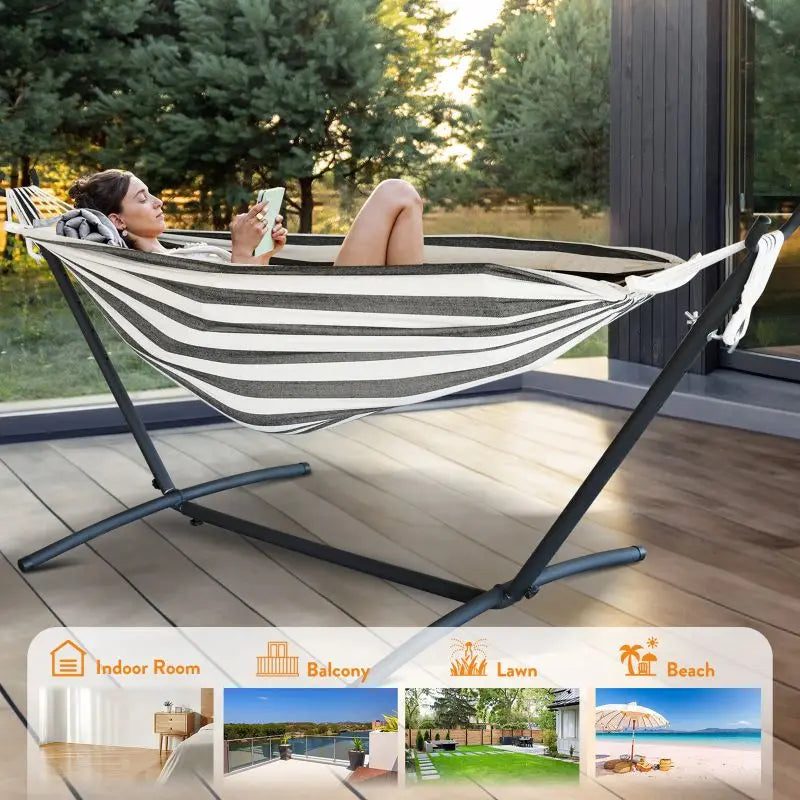 Gyroor Adjustable Outdoor Stand Hammock With Storage Bag For Relaxation