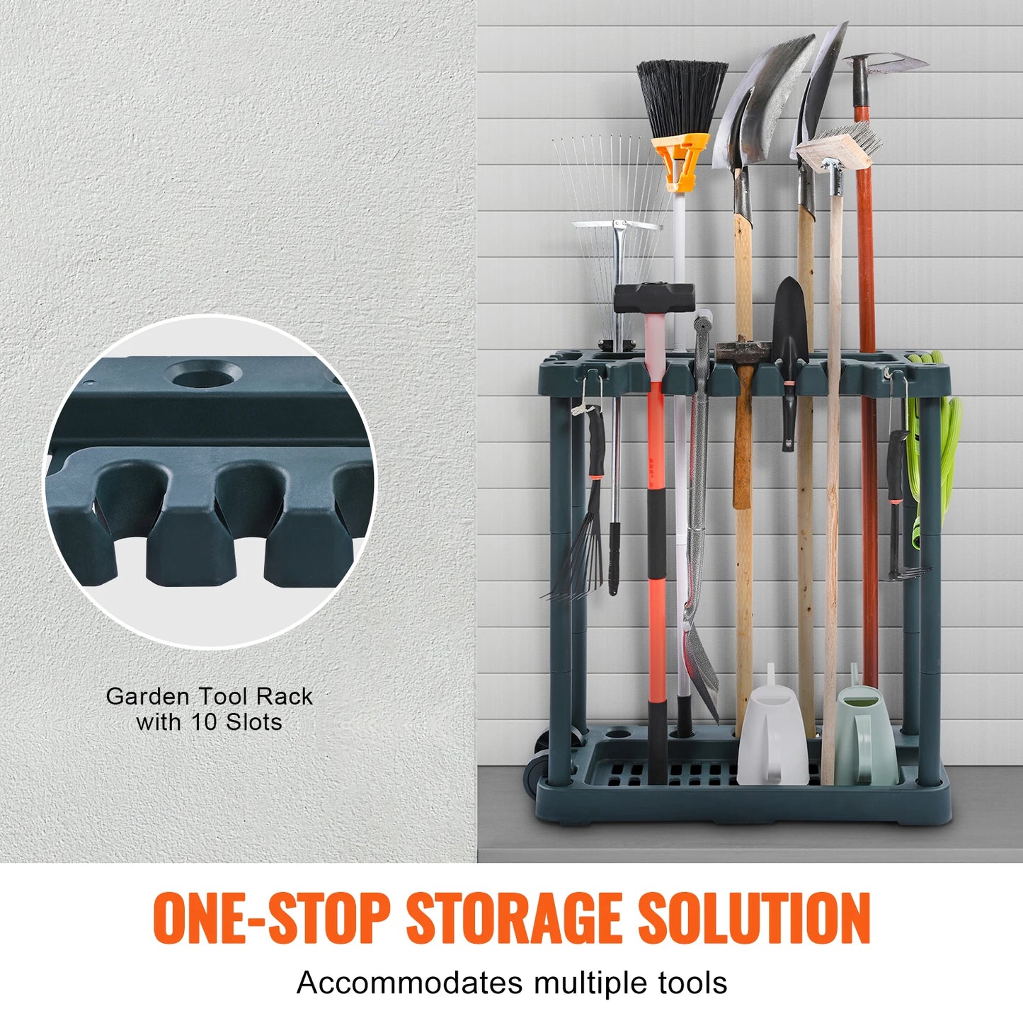 SucceBuy 10 Slot Garden Tool Organizer Rack For Garage