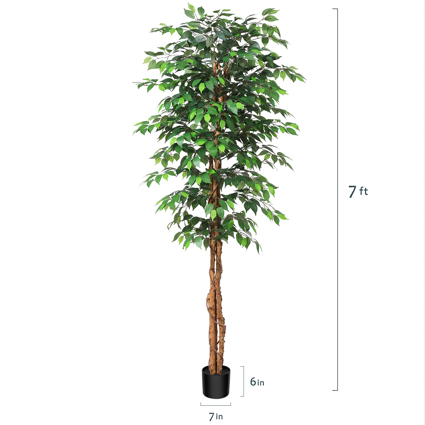 KAZEILA Silk Ficus Tree With Curved Trunk For Office Decor