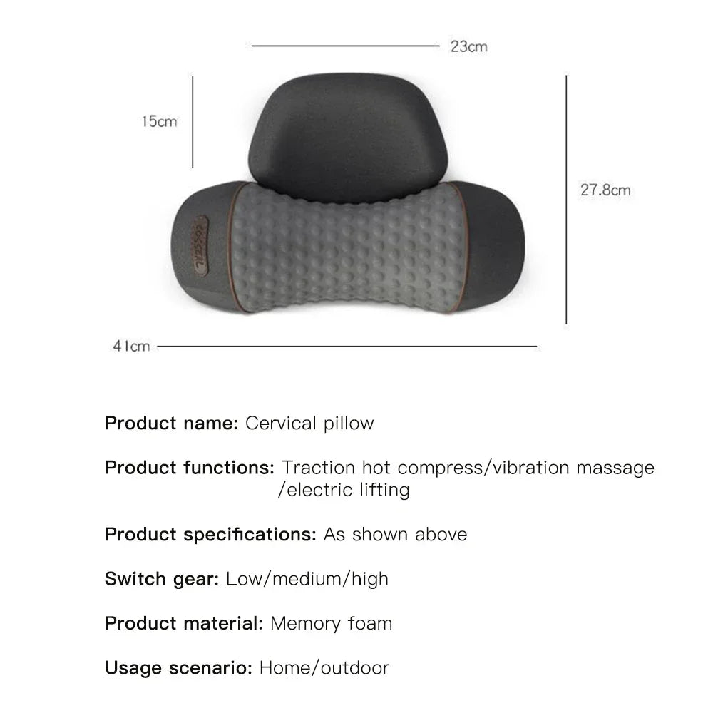 PAQIN Electric Neck Massager Pillow Heating Vibration Cervical Back Support