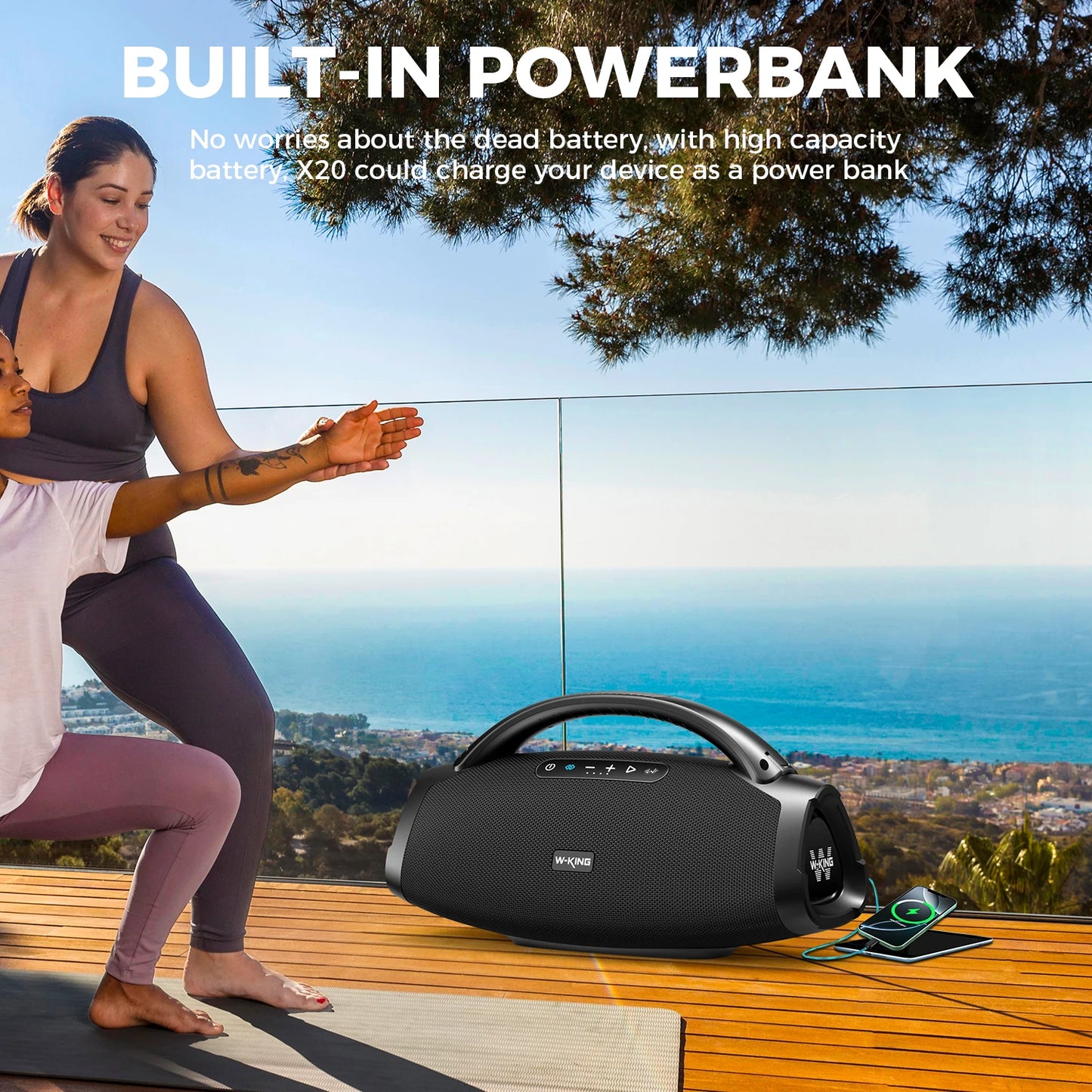 W-King D20 Portable Bluetooth Speaker With Massive Bass Waterproof Design