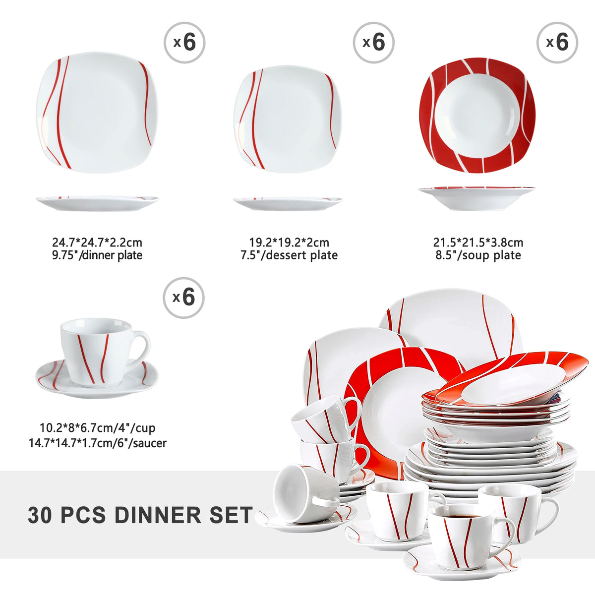 Malacasa Premium Porcelain Dinner Set With Plates And Bowls