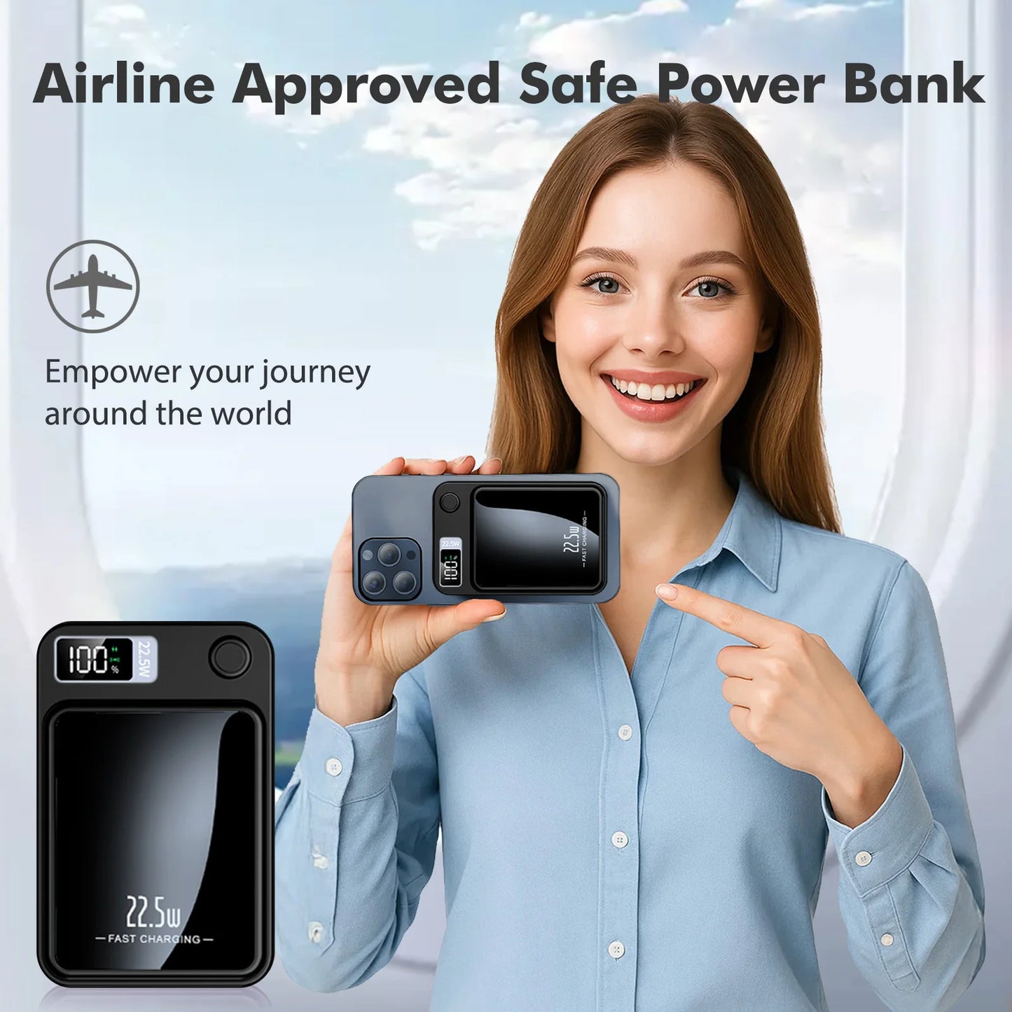 Wireless Magnetic Power Bank 22.5W Charging 10000mAh Led Display Portable