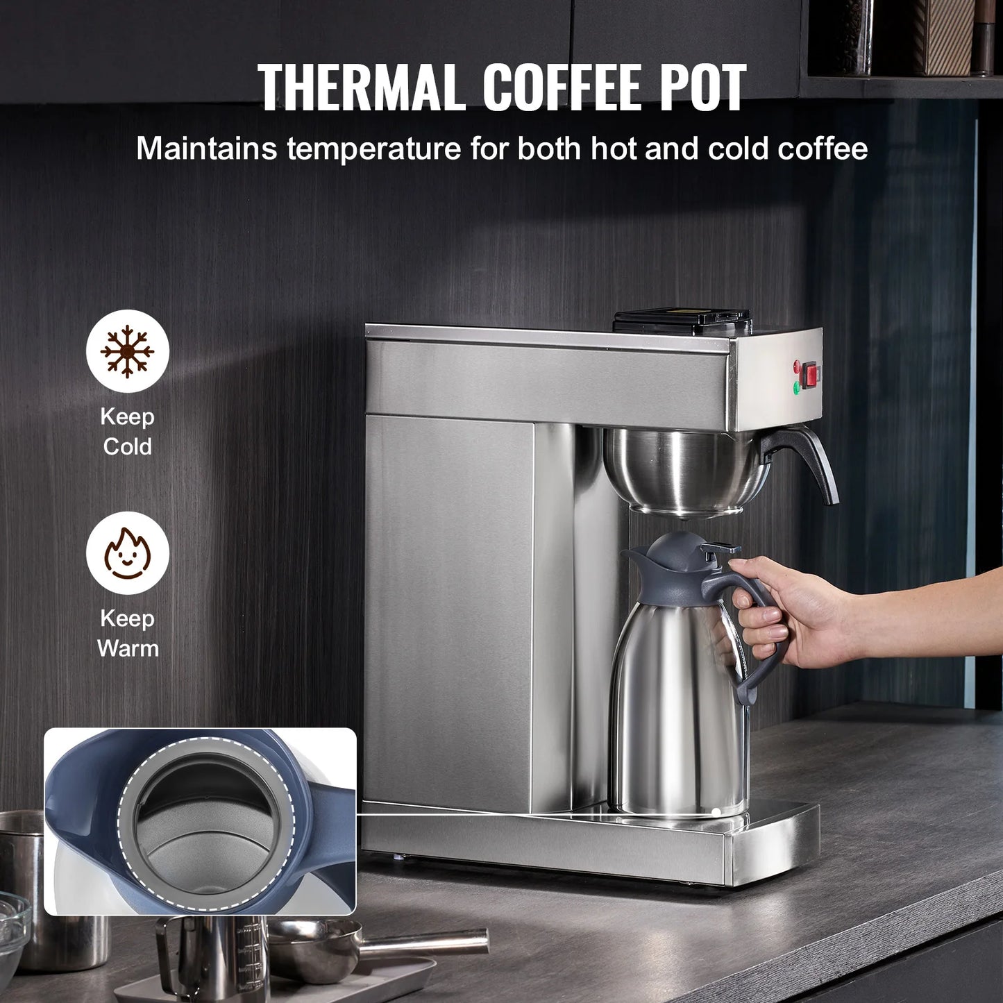 SucceBuy Stainless Steel Commercial Drip Coffee Maker Restaurant Office