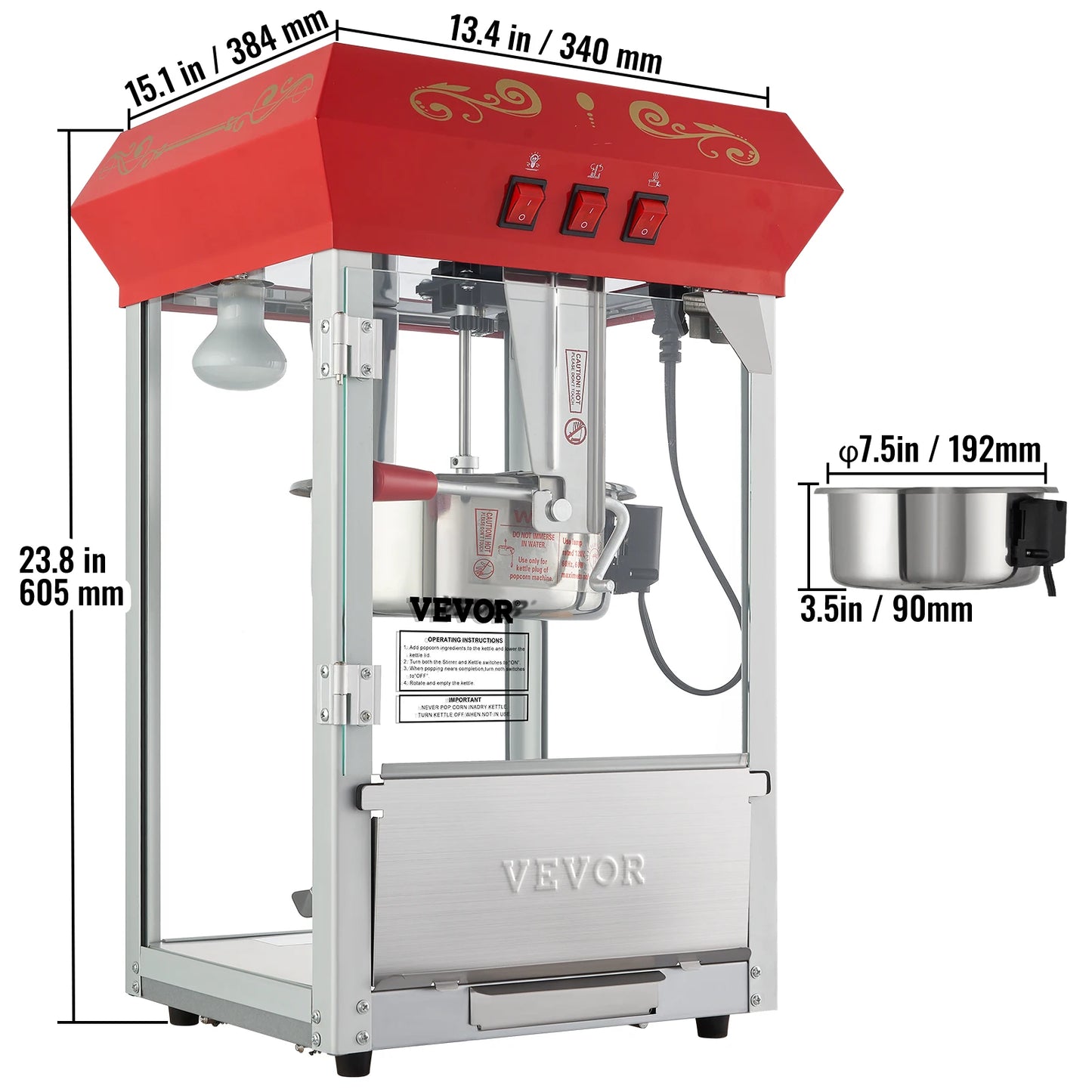 Succebuy Commercial Popcorn Maker Automatic Electric Popper Machine