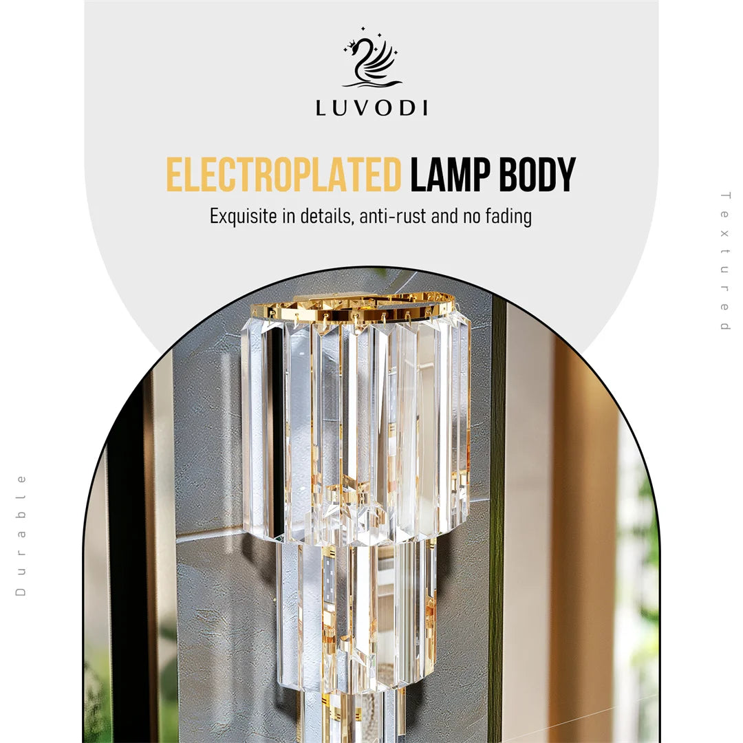 LUVODI Modern Crystal Wall Lamp 3 Layer Sconce Light E14