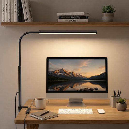 LED Desk Lamp With Clamp Gooseneck 5 Lighting Modes 11 Brightness Levels