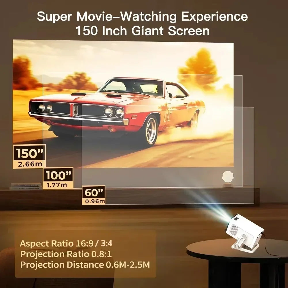 LynCast Mini Projector With WiFi6 BT54 1080P 4K Support Android11