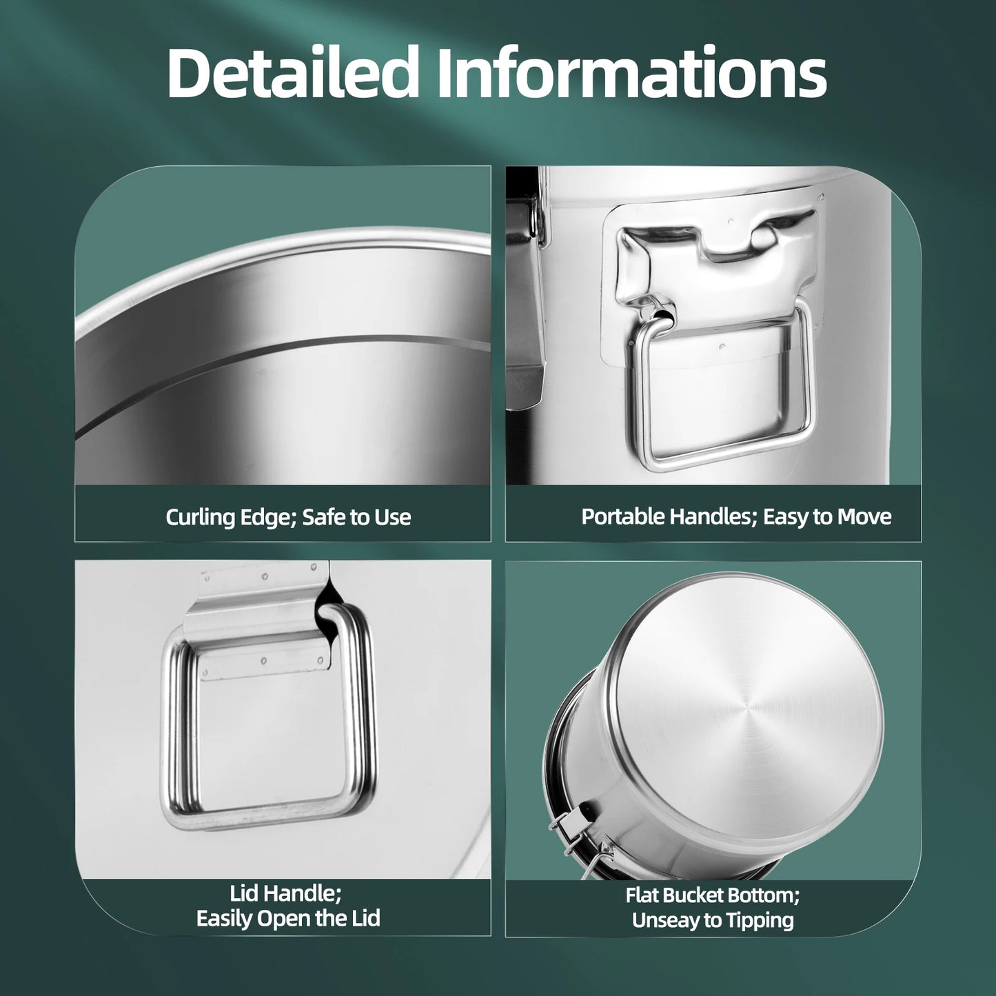 Bymaocar 304 Stainless Airtight Food Storage Container Locking Lid