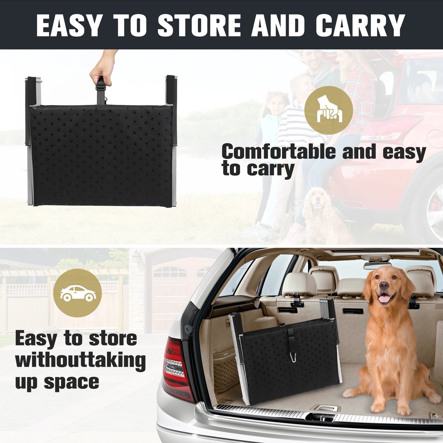 Adjustable Foldable Dog Stairs For Medium And Large Breeds Safe Easy Car Entry For Your Dog