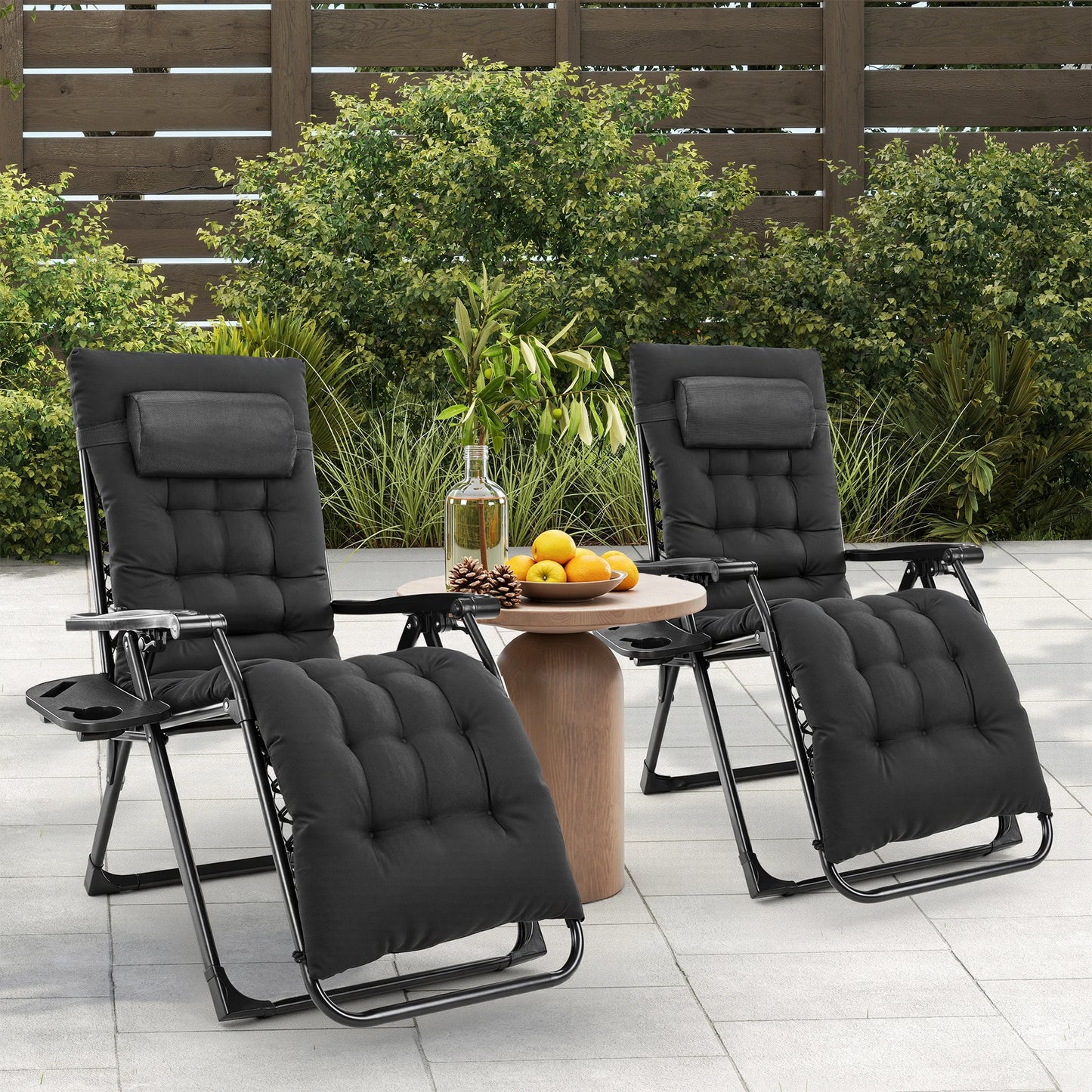 JHK Zero Gravity Recliner Outdoor Folding Lounge Chair With Cup Holder
