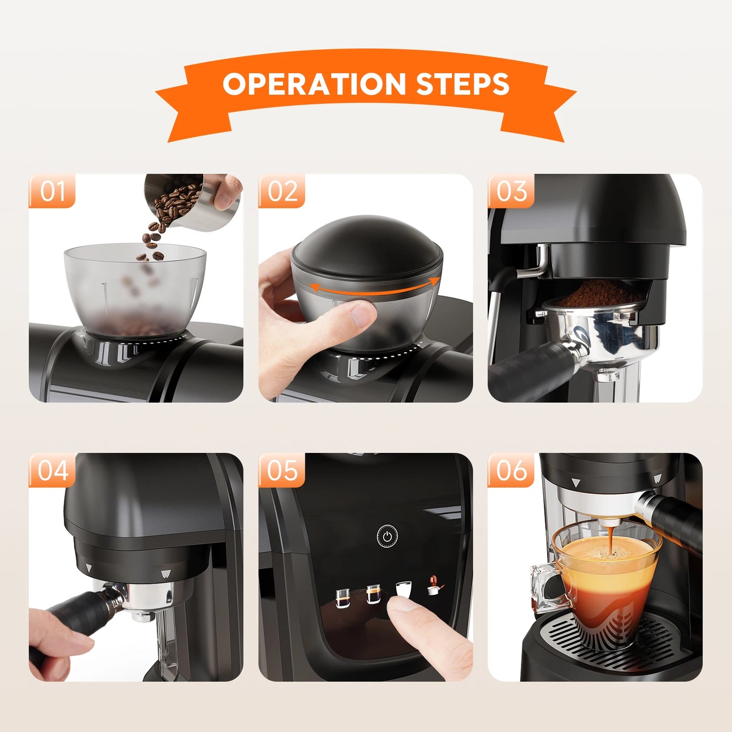 Capadeli 19 Bar 3 In 1 Espresso Machine With Grinder