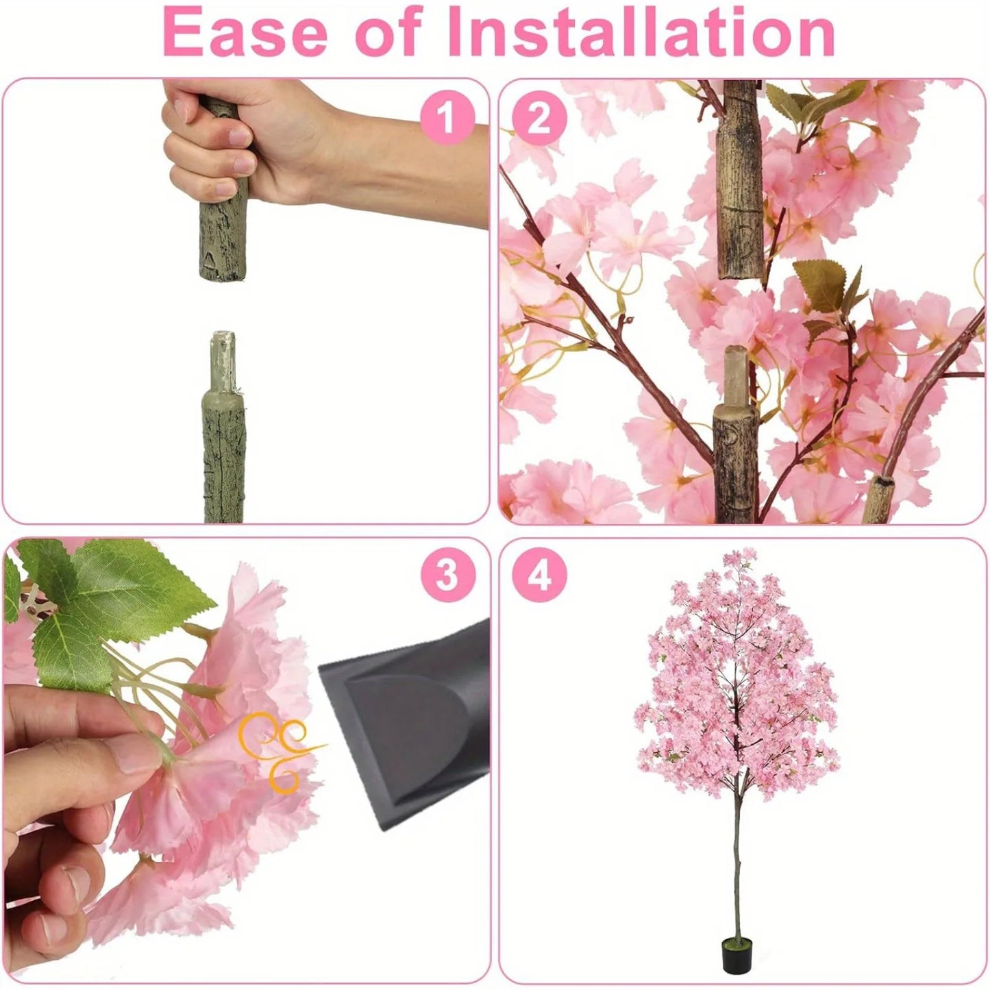 Artificial Cherry Blossom Tree Silk Plant In Nursery Pot Indoor