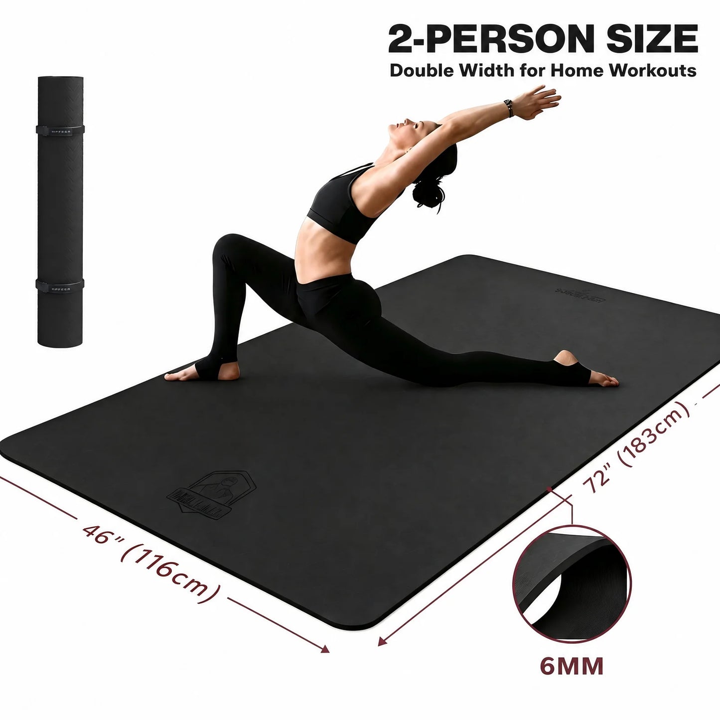 HAPBEAR Extra Large TPE Eco Friendly Non Slip Exercise Mat