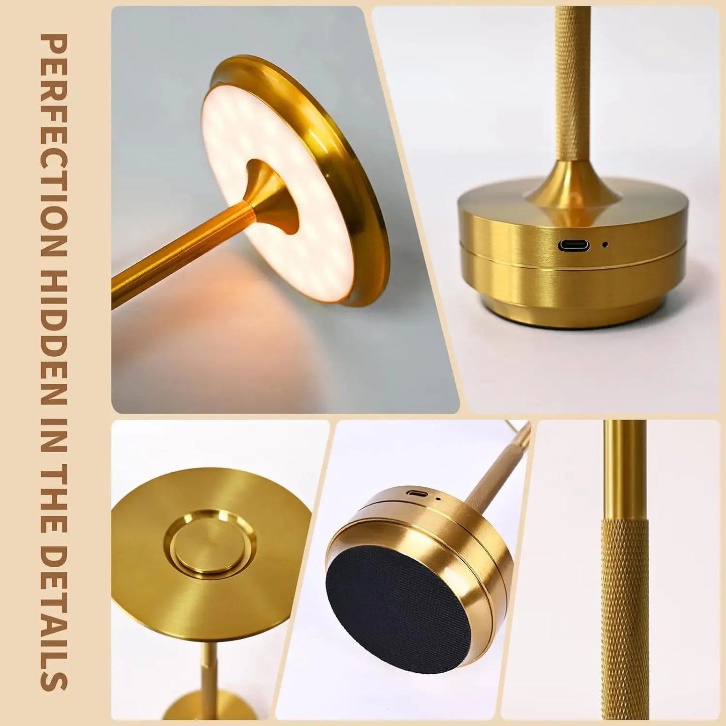 HPH LED Desk Lamp USB Touch Dimming Night Light Aluminum