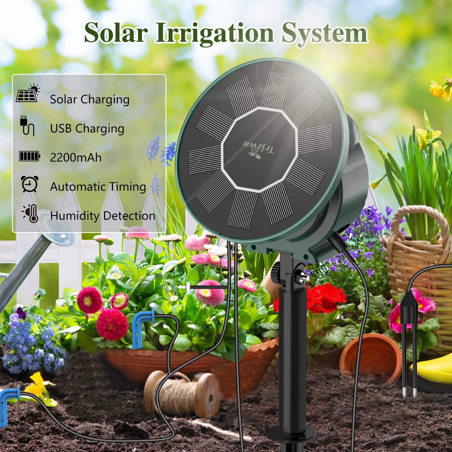 Solar Drip Irrigation System With Dual Supply And USB Charging