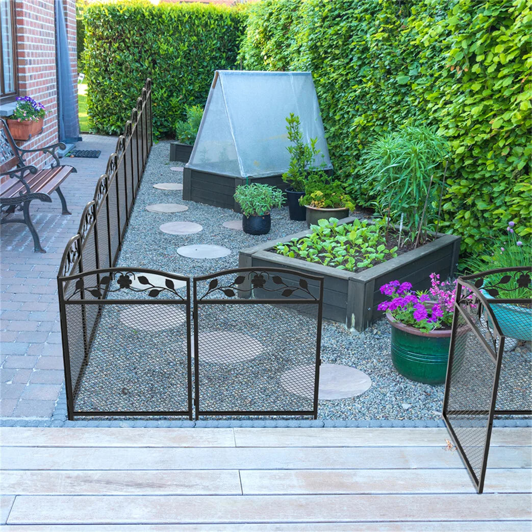 Borwart Wrought Iron Dog Fence Panels Pet Running Exercise Barrier