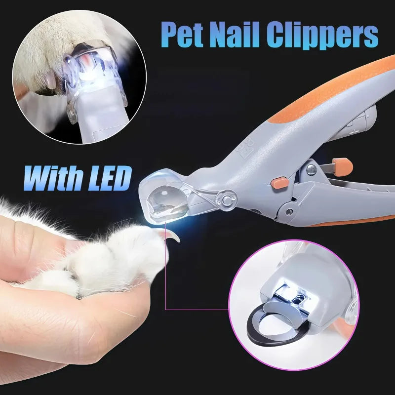 LED Light Pet Nail Clipper With Amplification Function For Dogs And Cats