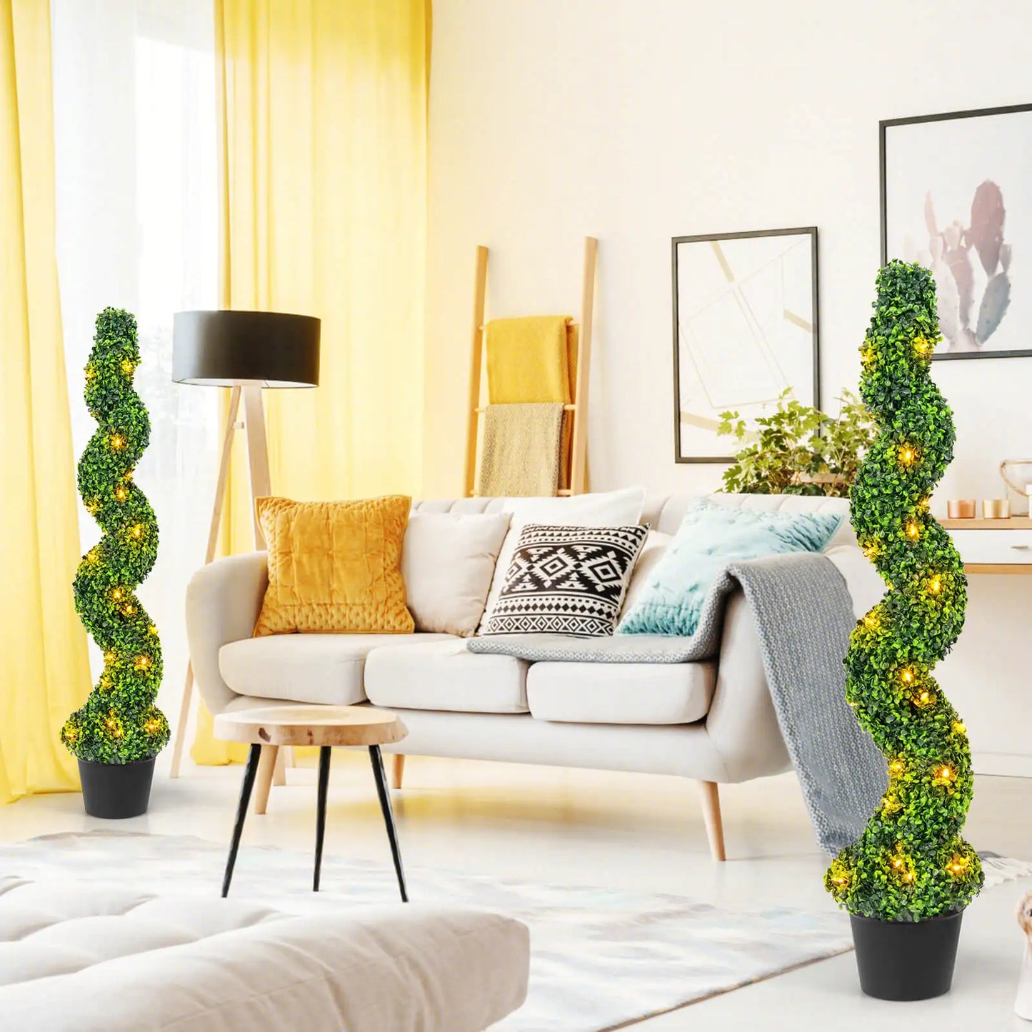 LIFEZEAL Artificial Spiral Boxwood Topiary Tree For Indoor Outdoor Decor