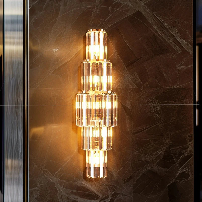 LUVODI Modern Crystal Wall Lamp 3 Layer Sconce Light E14