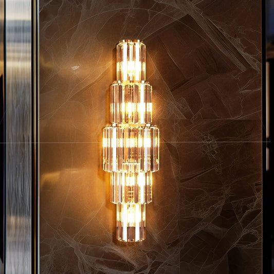 LUVODI Modern Crystal Wall Lamp 3 Layer Sconce Light E14