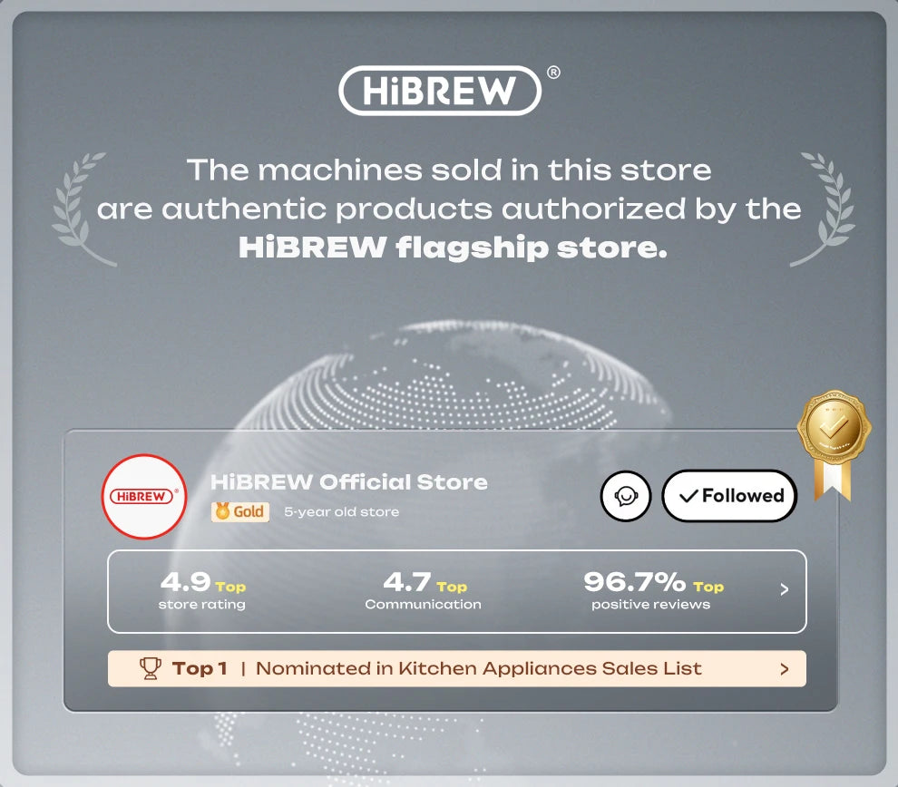 HiBREW 20 Bar Semi Automatic Espresso Machine With Portafilter