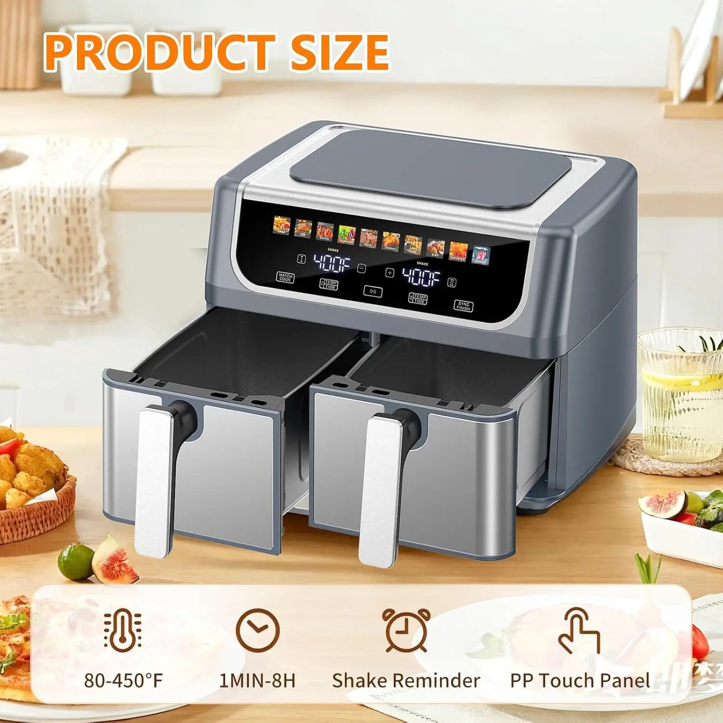 Dual Zone Air Fryer With Independent Baskets