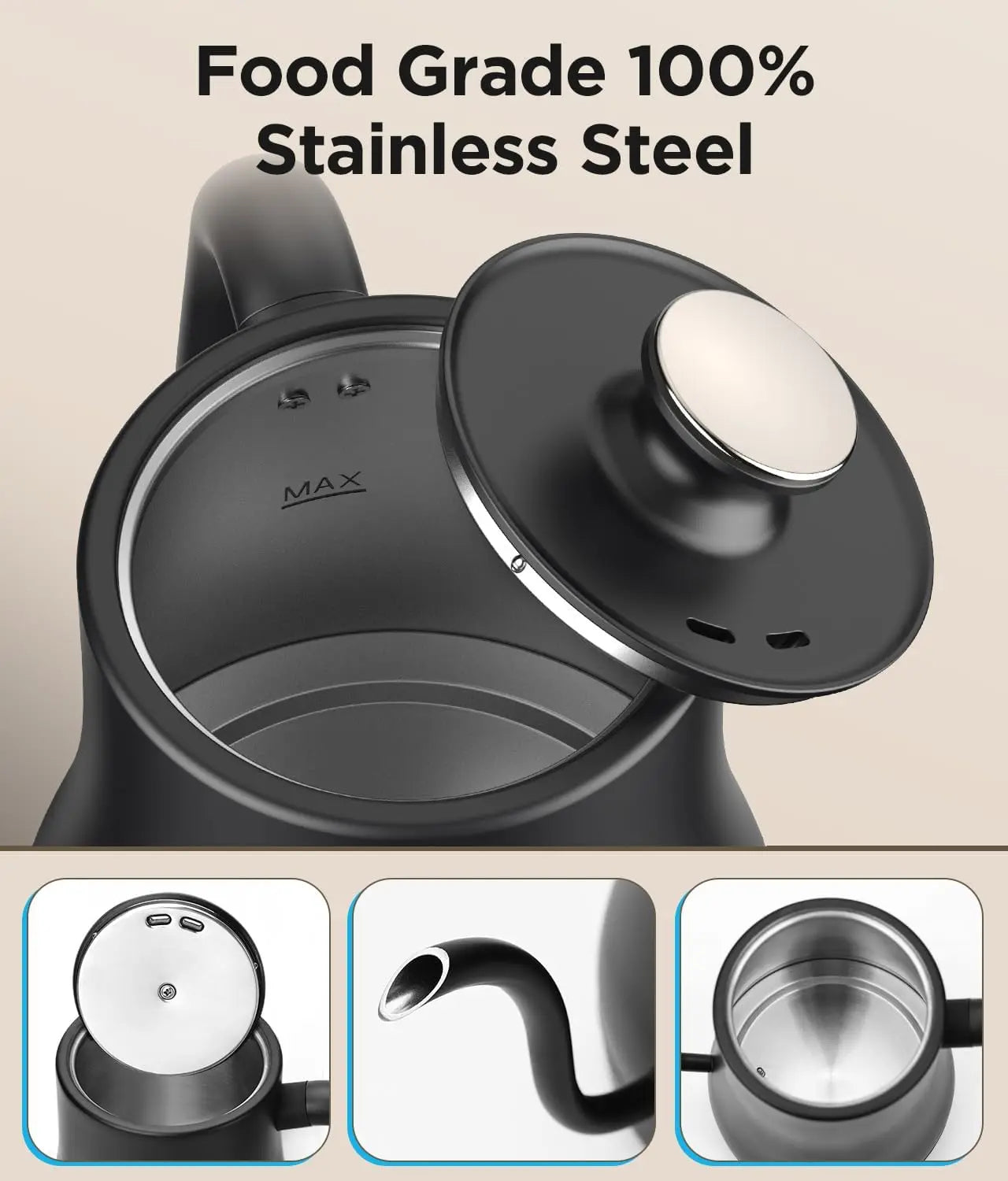 Gooseneck Electric Kettle With Precise Temperature Control And Quiet Operation