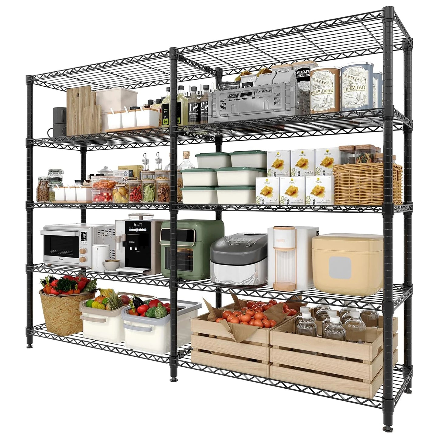 Twister.CK Heavy Duty Metal Shelving Unit Five Tier Adjustable Pantry