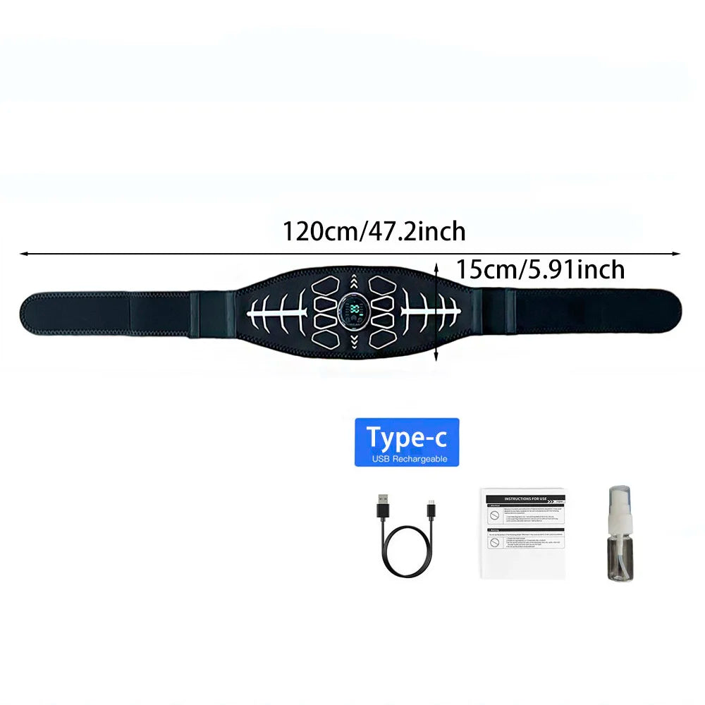Abdominal EMS Muscle Stimulator Toning Belt For Abs Core Training Rechargeable Body Massager